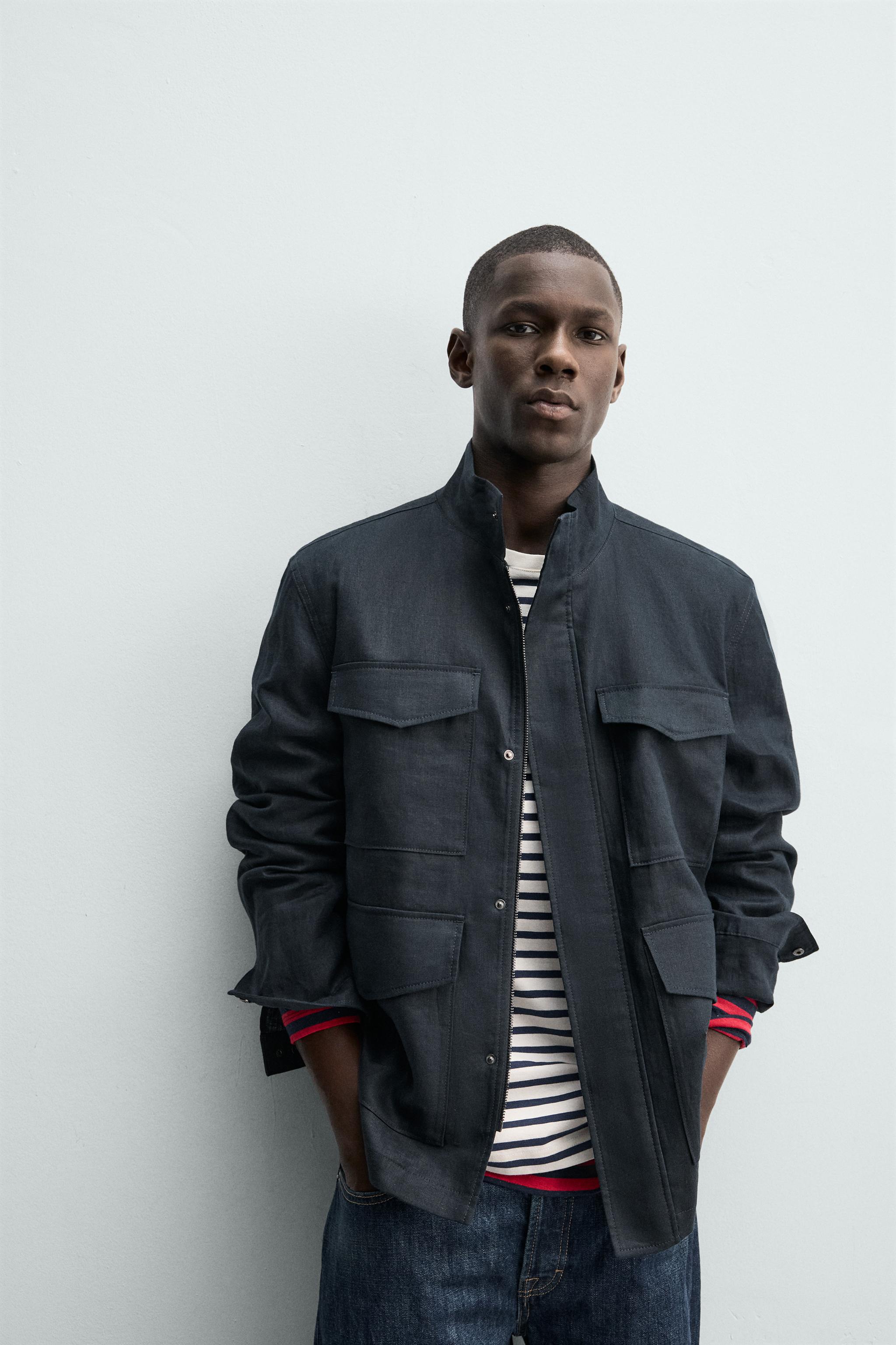 BLOUSON À POCHES 100% LIN